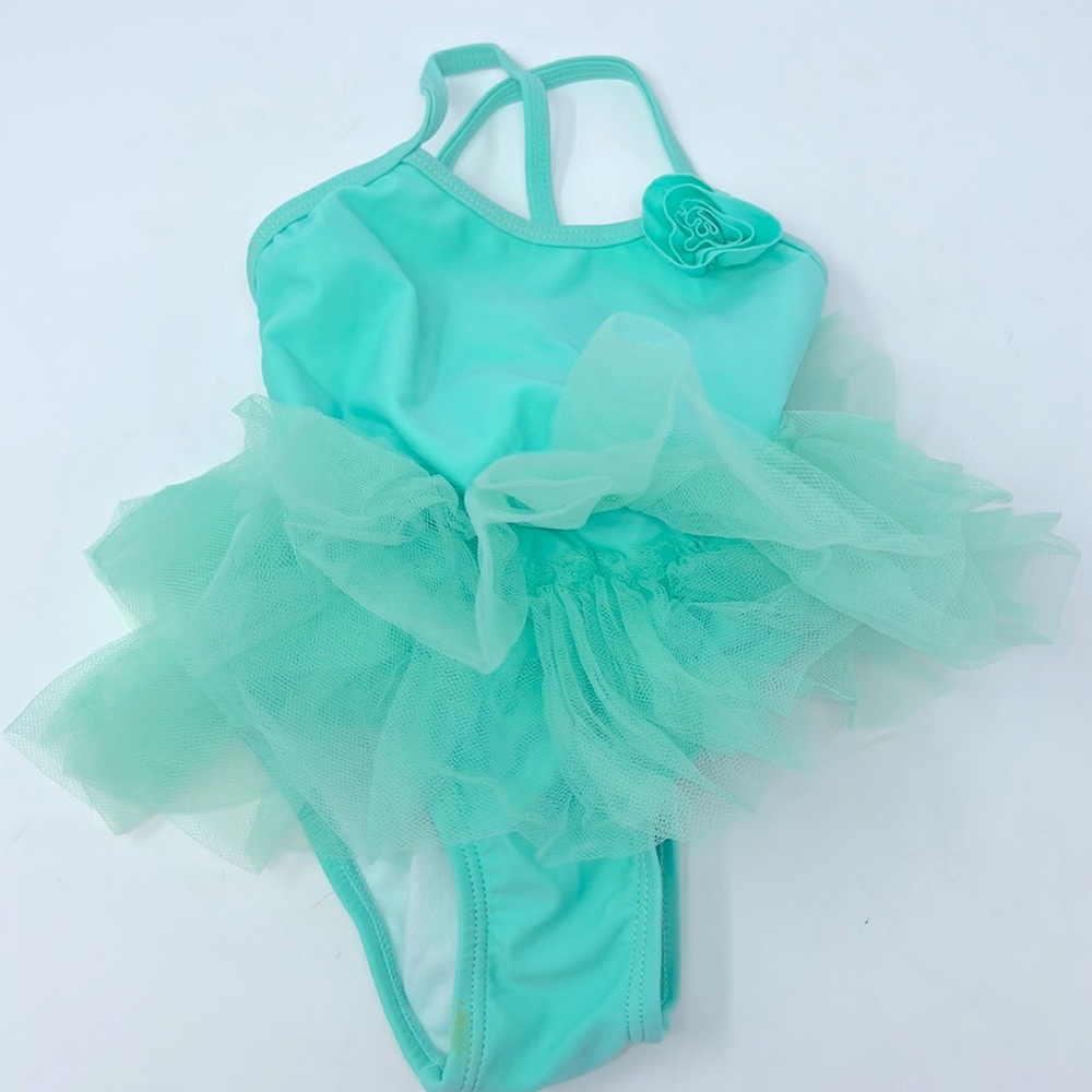 OP Blue Tutu Ruffle One Piece Bathing Suit 12M
